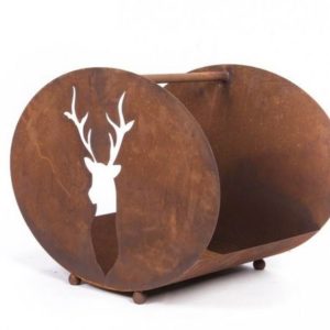 Houtopslag met hertenkop, ovaal, roest design