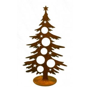Deko kerstboom met uitsparingen voor kerstballen, roest design