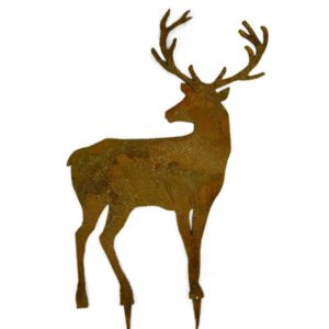Hert achterom kijkend, mini steker, roest design