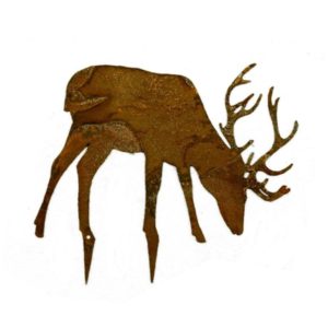 Hert grazend, mini steker, roest design