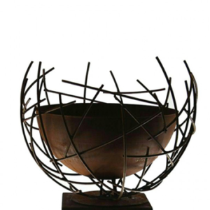 Draadschaal halfrond met binnenschaal, roest design