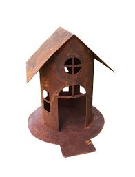 Vogelhuisje met loopbrug, roest design