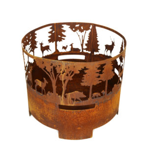 Vuurkorf met wild motief, roest design