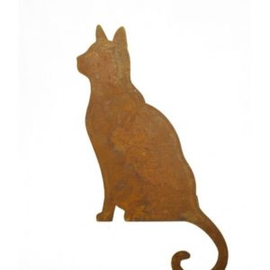 Kat zittend, aanzicht zijwaarts, roest design