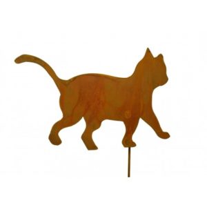 Speels katje stappend, tuinsteker, roest design