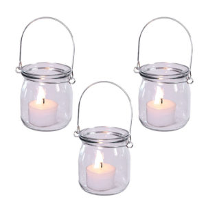 Glas windlicht met beugel, hangend