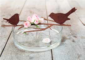 Twee vogels zittend op een tak, roest design