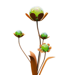 Decoratieve bloem anemoon voorzien van vier glazen bloemen, roest design