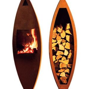 Tuinhaard en houtopslag Rustic, roest design