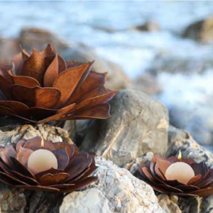 Vetplant liggend geschikt voor waxinelichtje, roest design