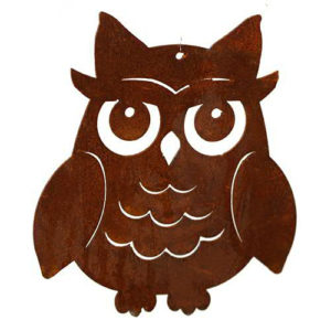 Uil om op te hangen, roest design