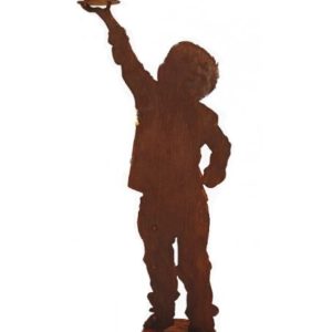 Decoratief bloemenkind groot "John" met dienblad voor bloemenvaas, roest design