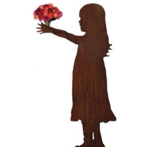 Decoratief bloemenkind groot "Mary" met ring voor bloemenvaas, roest design