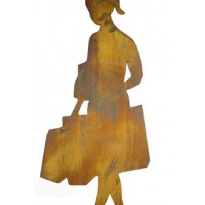 Winkelende dame levensgroot, roest design