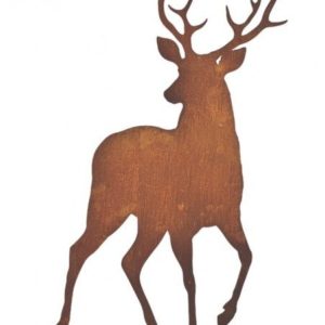 Decoratief hert aanzicht van voren, tuinsteker, roest design