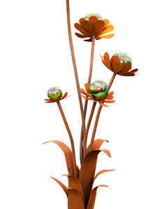 Decoratieve magische bloem voorzien van vijf glazen bollen, roest design