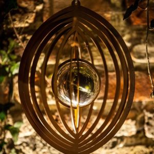 Windspinner ovaal inclusief uitneembare rvs look kogel, motief 2, roest design