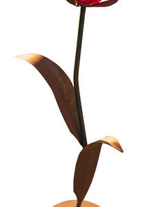 Decoratieve bloem anemoon groot voorzien van één glazen bloem, roest design