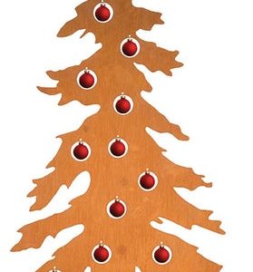 Deko kerstboom met uitsparingen voor kerstballen, roest design