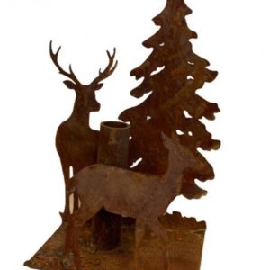 Decoratieve kaarsenhouder met wild en bos, roest design