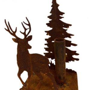 Decoratieve kaarsenhouder met hert en kerstboom, roest design
