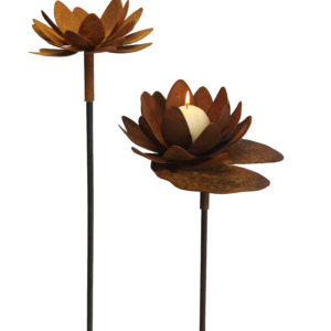 Waterlelie op blad, tuinsteker, roest design