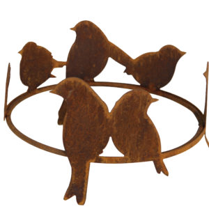 Decoratieve vogelring voorzien van 7 vogels, roest design