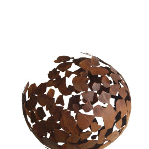 Half open schervenkogel op ronde plaat, roest design