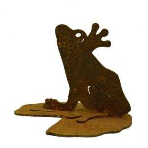 Kikker zittend op een lelieblad, roest design