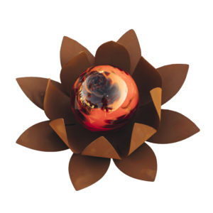 Decoratieve waterlelie, groot, voorzien van één glazen bol, roest design