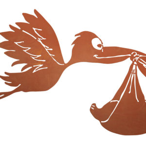 Ooievaar met baby, roest design