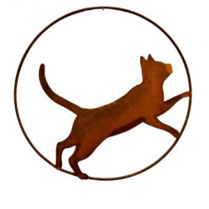 Kat lopend in ring, om op te hangen, roest design