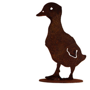 Eendenkuiken staand op plaat, roest design
