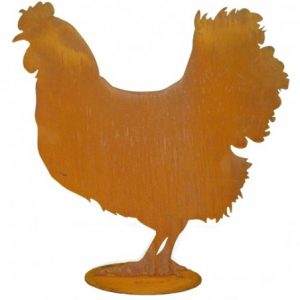 Hen silhouet op plaat, roest design